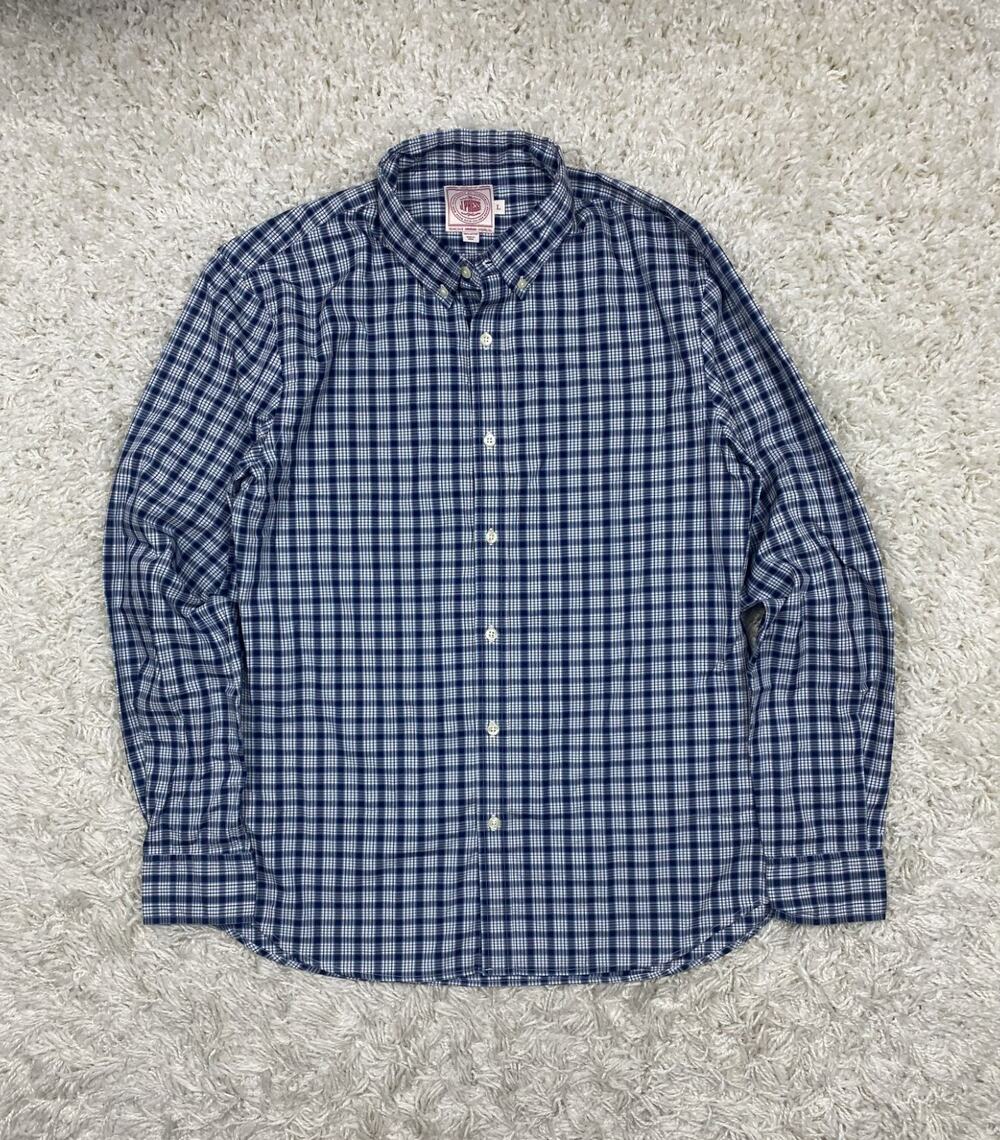 J.Press Trunk Club Shirt Mens Large Blue Plaid Button Down Long Sleeve Cotton